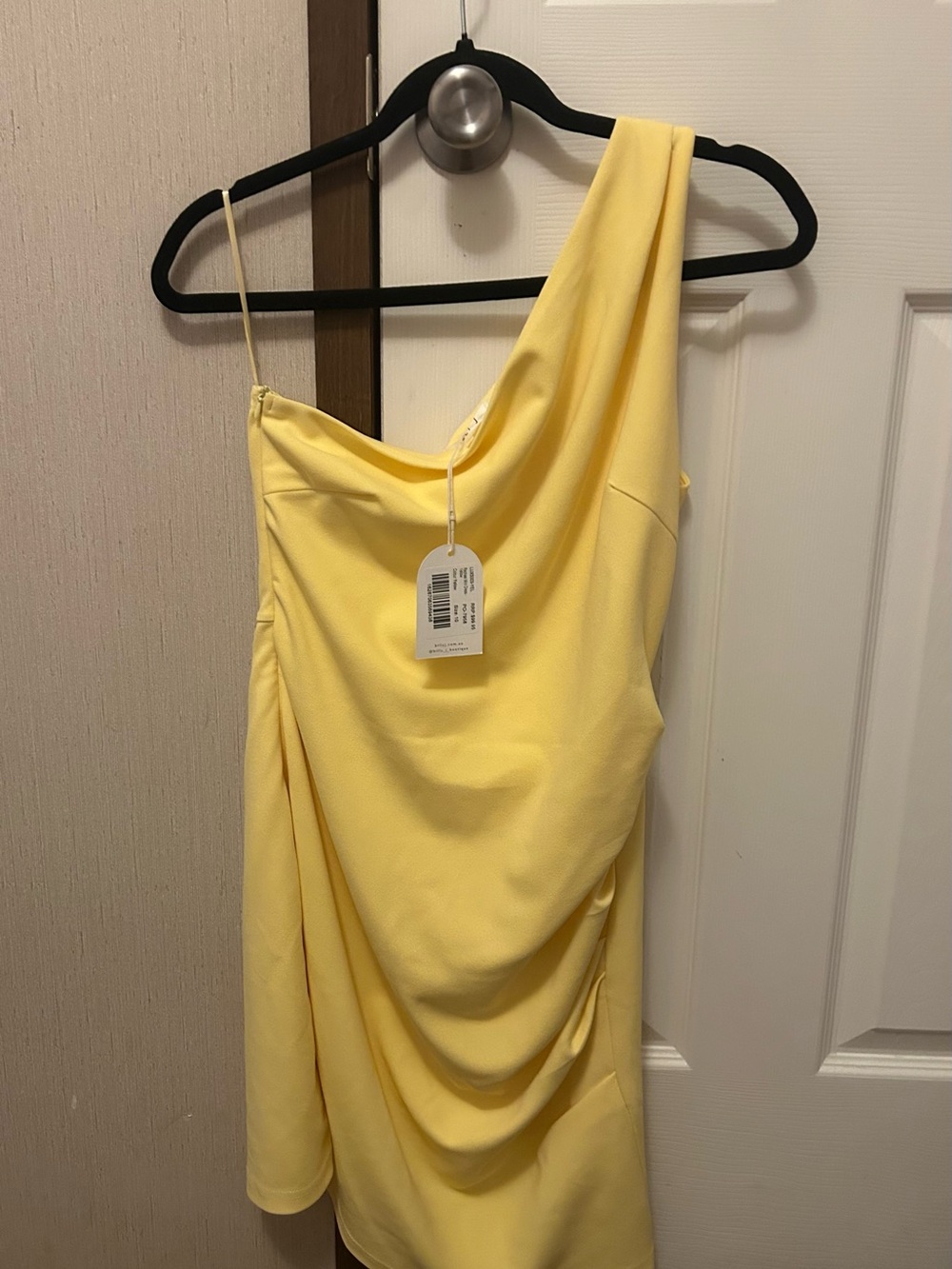 Asymmetric One-Shoulder Mini Dress in Soft Yellow